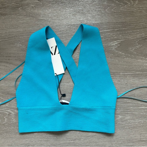 3 piece Matching Set - Ribbed Blue Cardigan Midi Pencil Skirt Crop Top - Picture 12 of 16